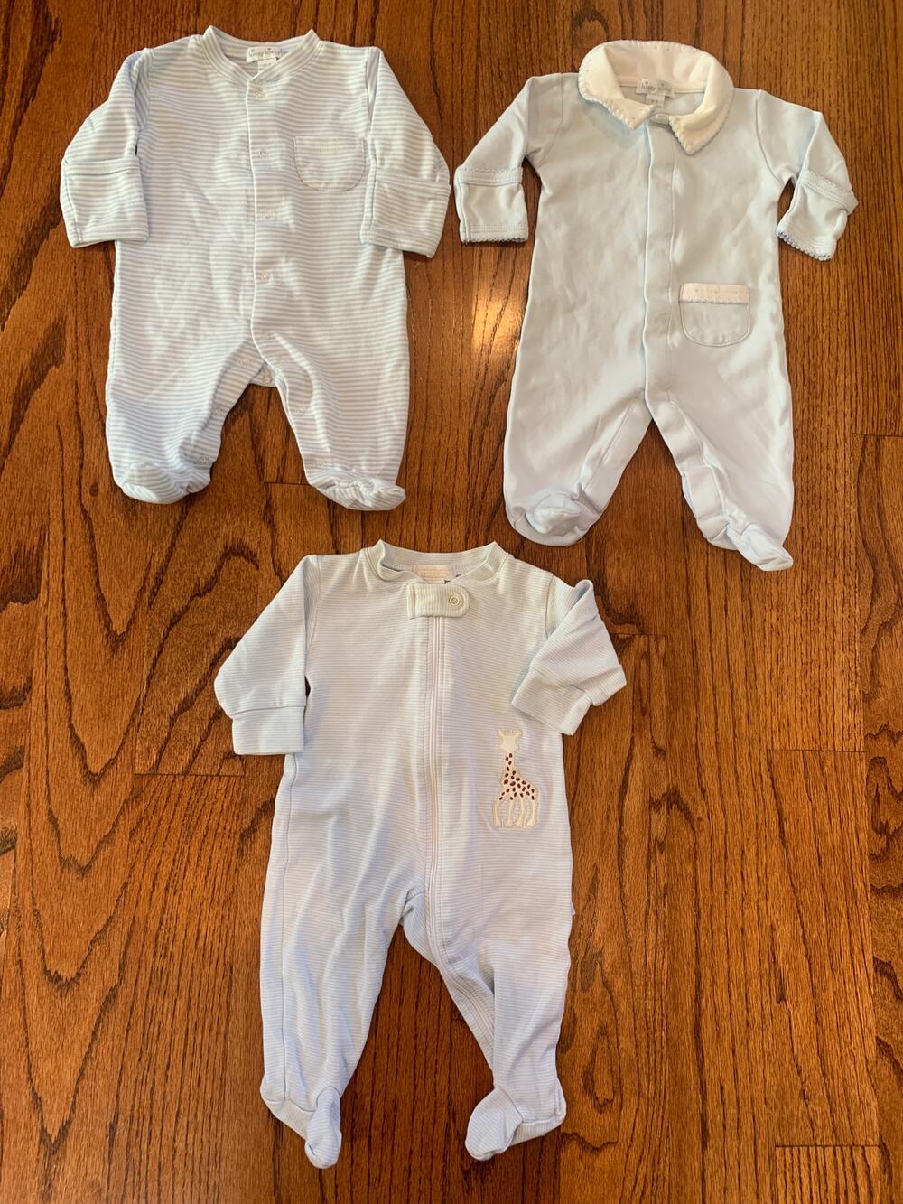 Kissy Kissy 0-3M Footie Zipper Snap One Piece 100% Pima Cotton Pajama Lot (3)
